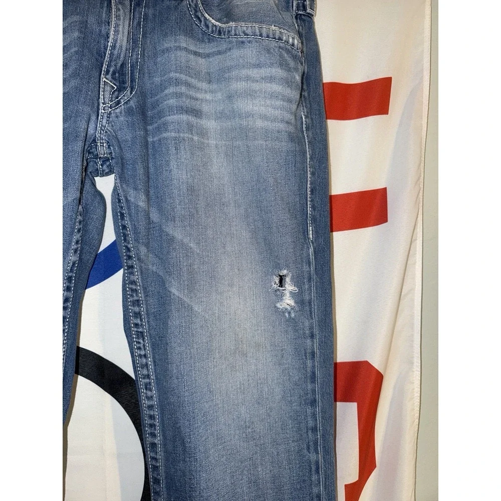 True Religion Straight Fit Jeans Mens 38 Medium Wash Denim Baggy Flap Pocket